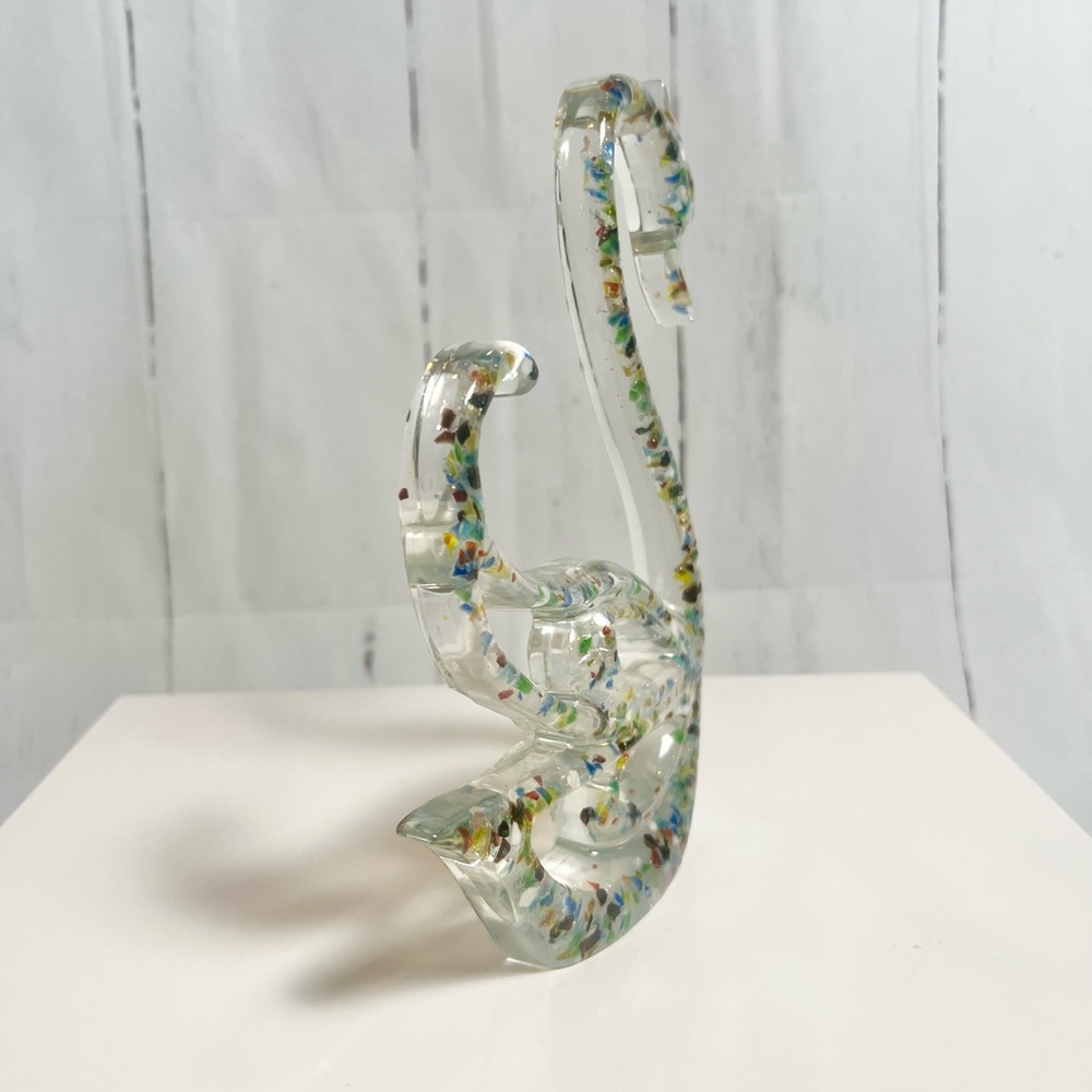 Handmade Vintage-Style Resin Swan Figurine | Colorful Inclusions & Glitter - Picture 4 of 8